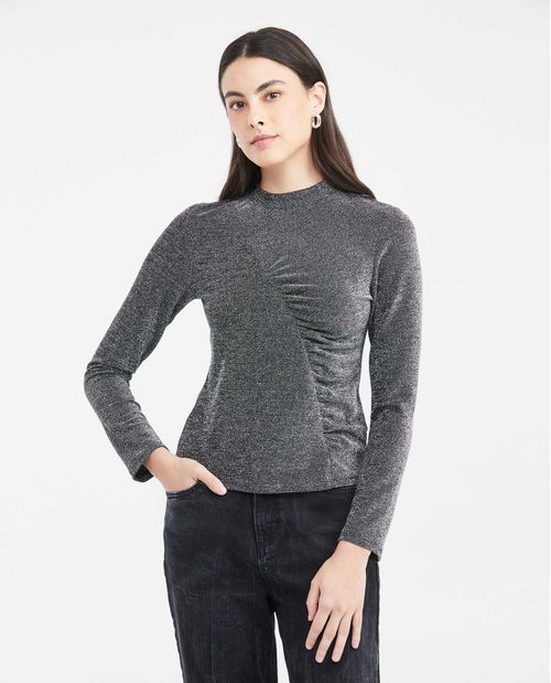 Camiseta Ajustada con Detalles de Brillo para Mujer