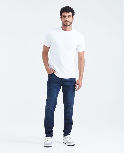 Jean Súper Slim Fit Tiro Bajo Bota Super Slim Azul Oscuro para Hombre