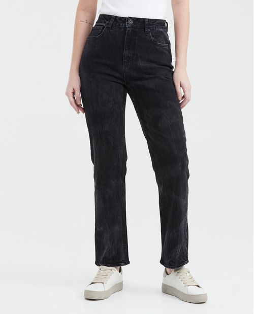 Jean Straight Fit Tiro Alto Boot Cut Gris Oscuro para Mujer