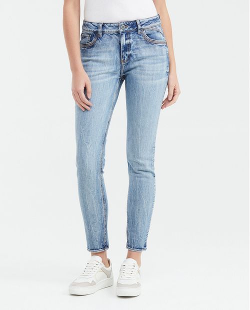 Jean High Rise Bota Slim Azul Medio para Mujer