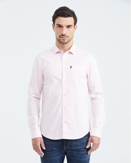 Camisa Slim Fit Manga Larga con Bolsillo para Hombre