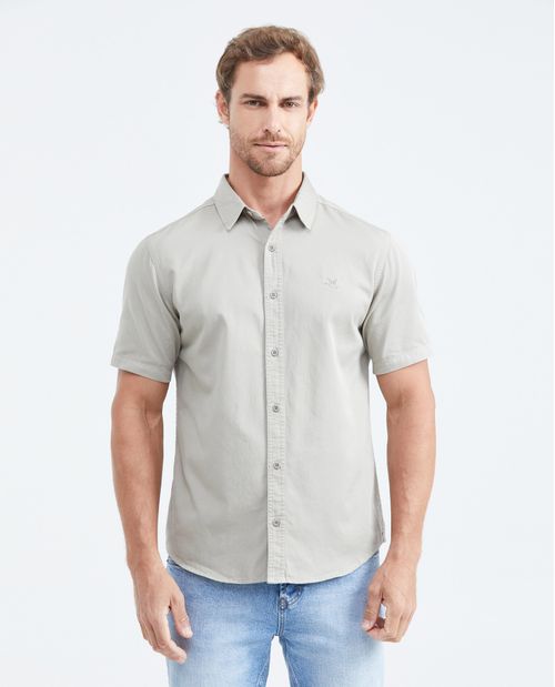 Camisa Slim Fit Manga Corta en Algodón para Hombre