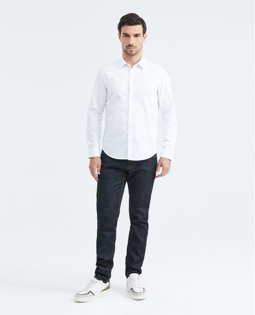 Camisa Slim Fit Manga Larga en Algodón para Hombre