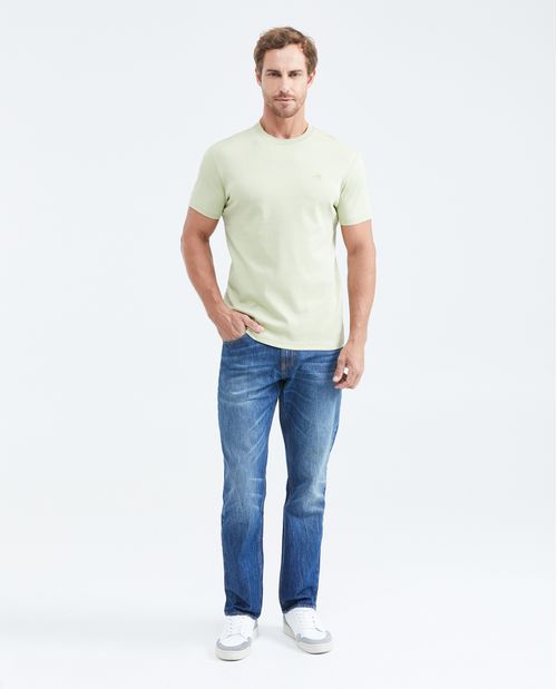 Camiseta Básica Slim Fit Cuello Redondo en Algodón Doble Punto para Hombre