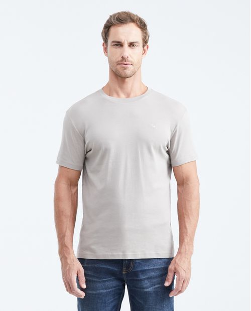 Camiseta Básica Slim Fit Cuello Redondo en Algodón Doble Punto para Hombre
