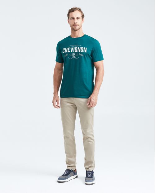 Camiseta Slim Fit Estampada Cuello Redondo para Hombre
