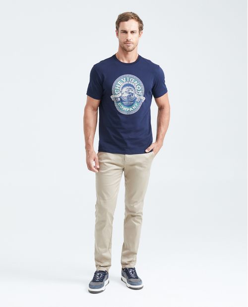 Camiseta Slim Fit Estampada Cuello Redondo para Hombre