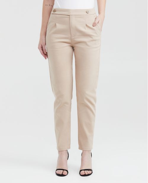 Pantalón Silueta Recta con Botones Decorativos para Mujer