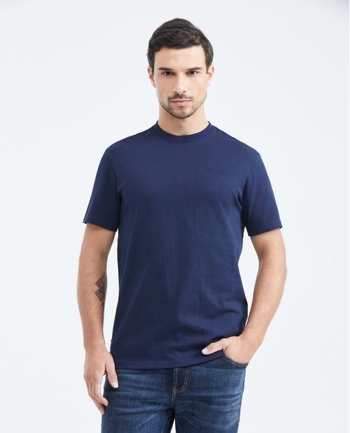 Camiseta Slim Fit con Bordado Cuello Redondo para Hombre