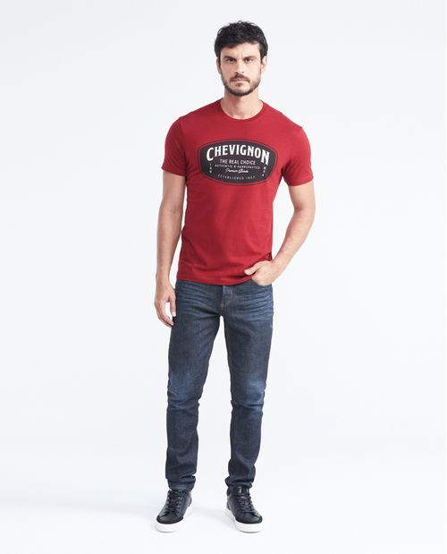 Camiseta Slim Fit Estampada Cuello Redondo para Hombre