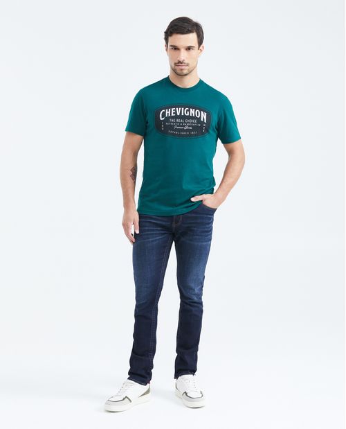 Camiseta Slim Fit Estampada Cuello Redondo para Hombre