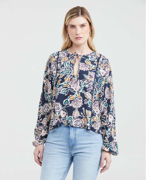 Camisa Bohemia con Estampado Maxi Print para Mujer