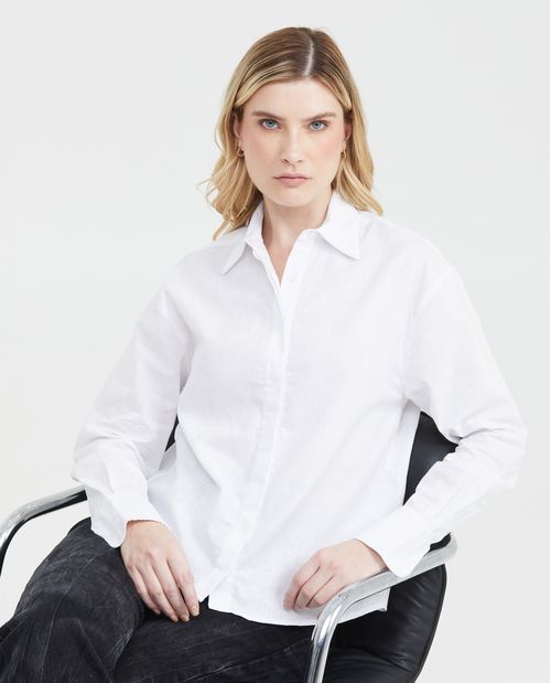 Camisa en Lino y Algodón para Mujer