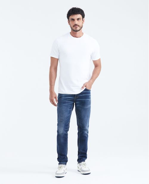 Jean Súper Slim Fit Tiro Bajo Bota Súper Slim Azul Oscuro para Hombre