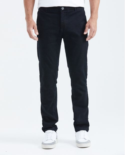 Jean straight Tiro Medio Fit Bota Slim Tipo Chino Azul Ultra Oscuro para Hombre