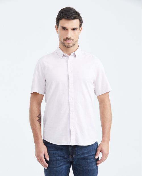 Camisa Slim Fit Manga Corta en Algodón para Hombre