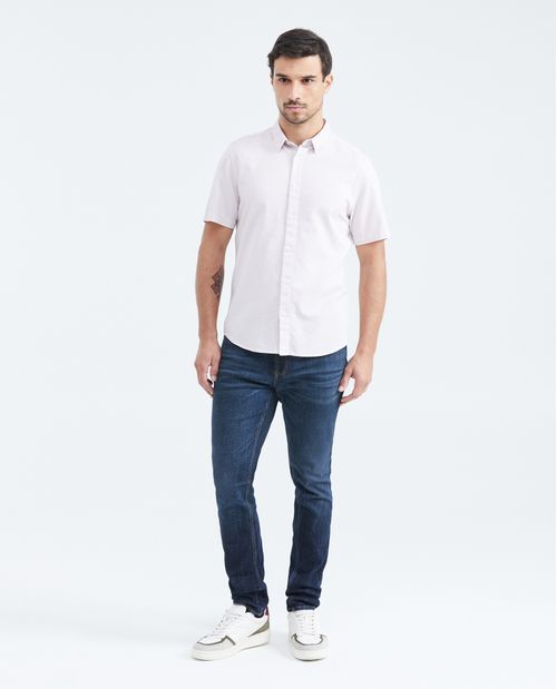 Camisa Slim Fit Manga Corta en Algodón para Hombre