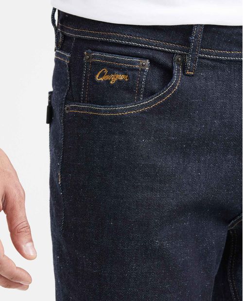 Jean Straight Fit Tiro Medio Bota Slim Azul Ultra Oscuro para Hombre