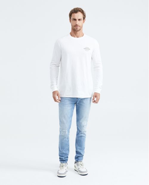 Camiseta Classic Fit Manga Larga con Estampado para Hombre
