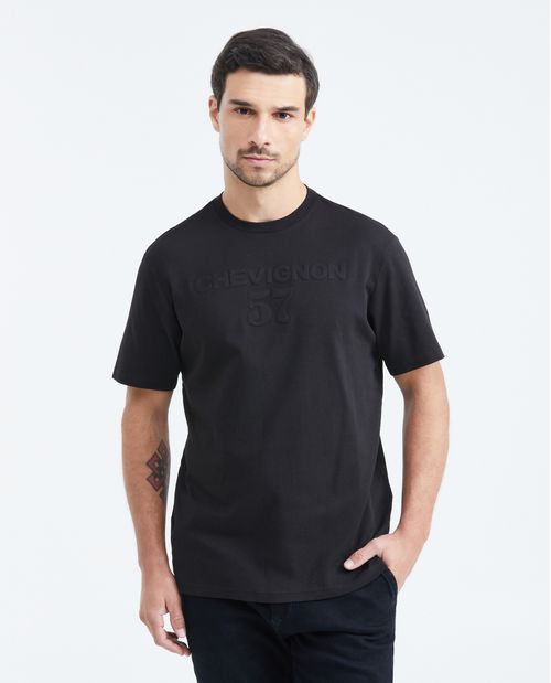Camiseta Classic Fit con Estampado Cuello Redondo en Algodón más Grueso para Hombre