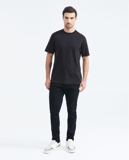 Camiseta Classic Fit con Estampado Cuello Redondo en Algodón más Grueso para Hombre