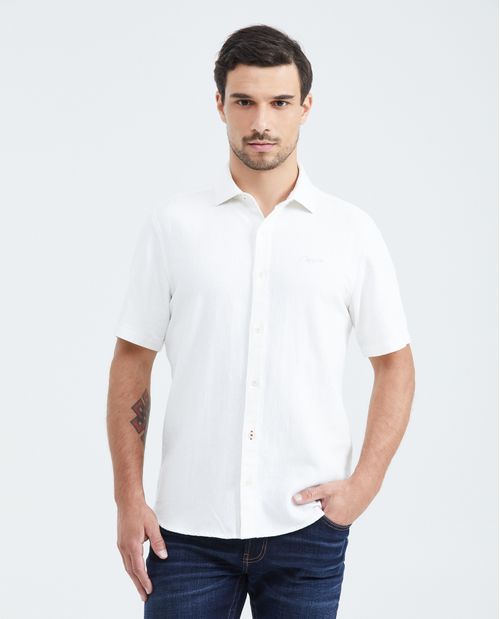 Camisa Slim Fit Manga Corta en Algodón para Hombre
