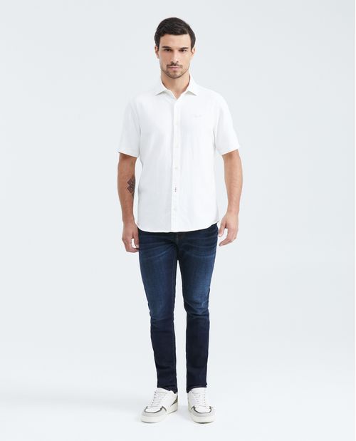 Camisa Slim Fit Manga Corta en Algodón para Hombre
