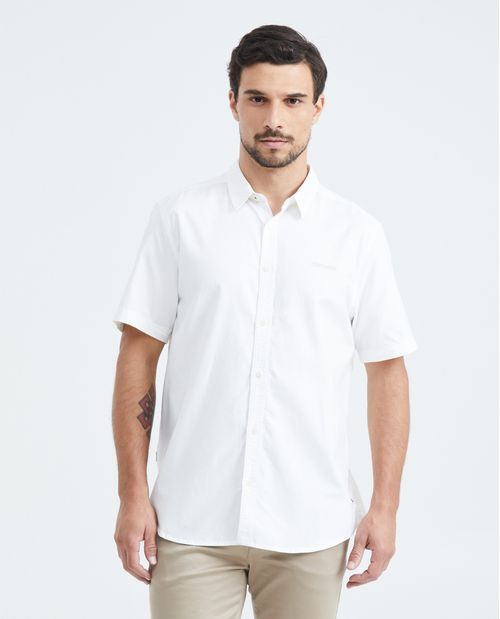 Camisa Classic Fit Manga Corta en Oxford de Algodón para Hombre