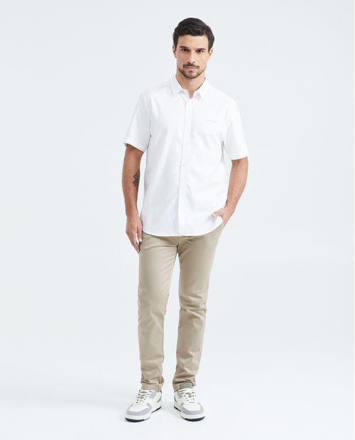 Camisa Classic Fit Manga Corta en Oxford de Algodón para Hombre