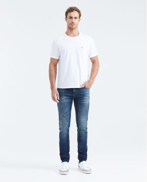 Jean Súper Slim Fit Tiro Bajo Bota Super Slim Azul Oscuro para Hombre