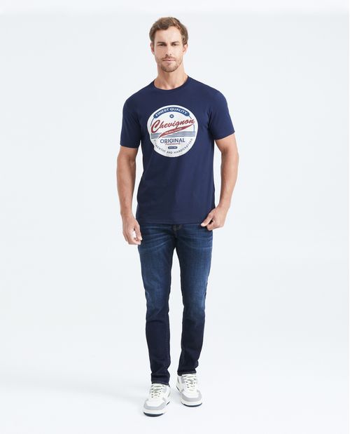 Camiseta Slim Fit Estampada Cuello Redondo para Hombre