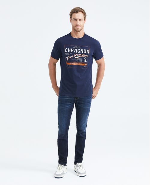 Camiseta Slim Fit Estampada Cuello Redondo para Hombre