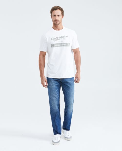 Camiseta Classic Fit Estampada Cuello Redondo para Hombre