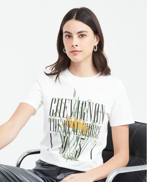 Camiseta Estampada con Detalles Aterciopelados para Mujer