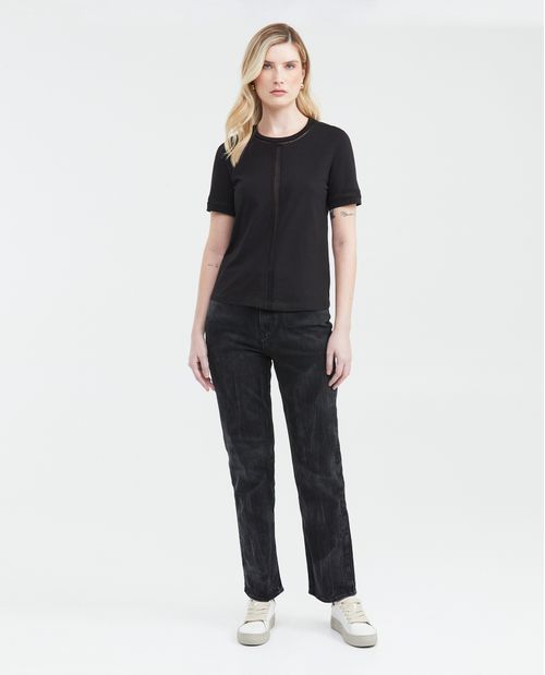 Camiseta con Detalle de Encajes para Mujer