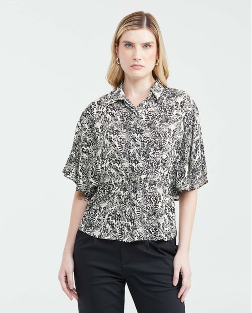 Camisa Estampada con Bolero Tipo Peplum para Mujer