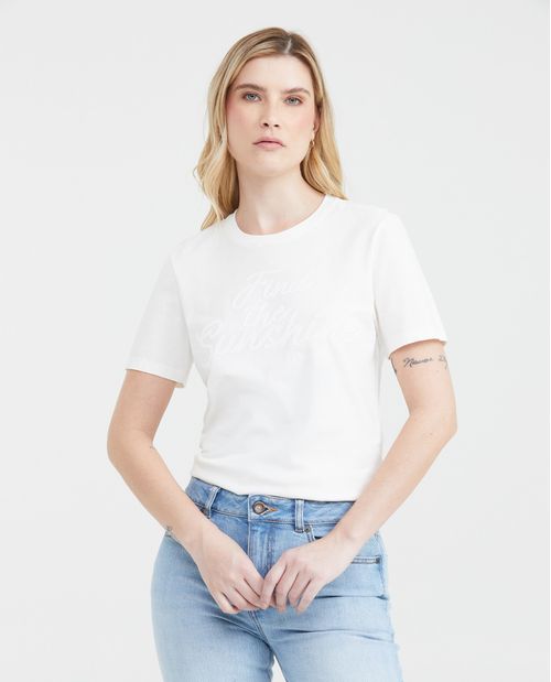 Camiseta Estampada con Detalles en Caviar para Mujer