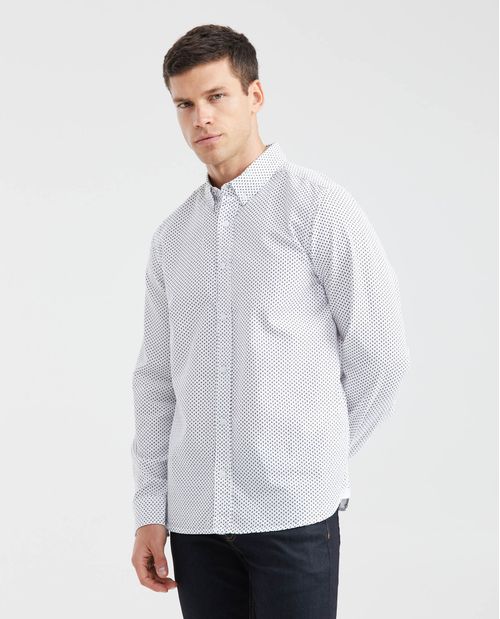 Camisa Classic Fit Manga Larga con Estampado Mini Print para Hombre