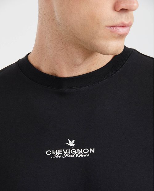 Camiseta Classic Fit con Estampado Cuello Redondo en Algodón más Grueso para Hombre