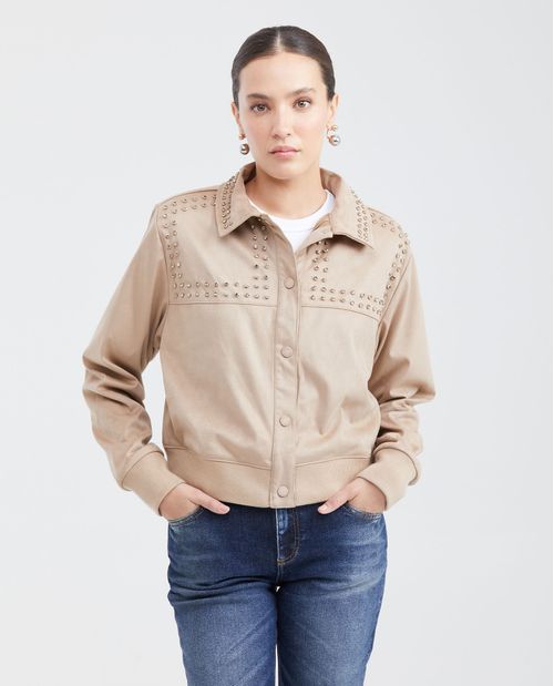 Chaqueta en Tela Tipo Gamuza para Mujer