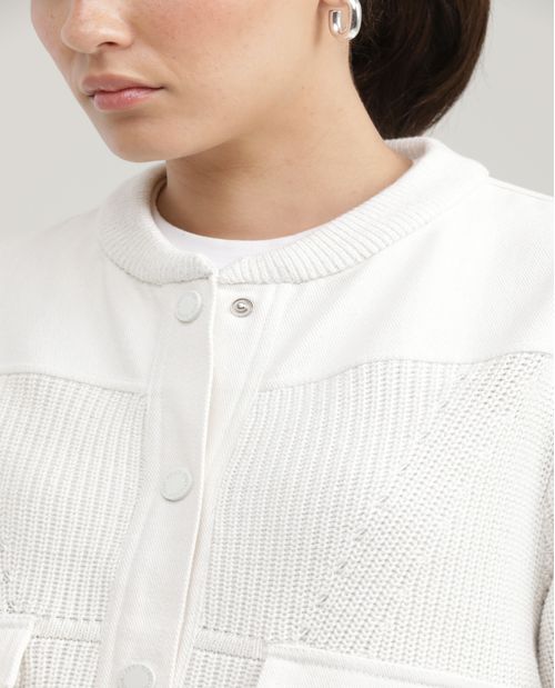 Chaqueta Tipo Bomber con Mezcla de Telas para Mujer