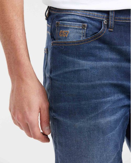 Jean Slim Fit Tiro Medio Bota Slim Azul Ultra Oscuro para Hombre