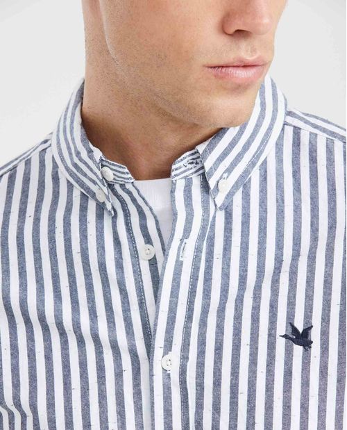 Camisa Classic Fit Manga Larga con Estampado de Rayas para Hombre