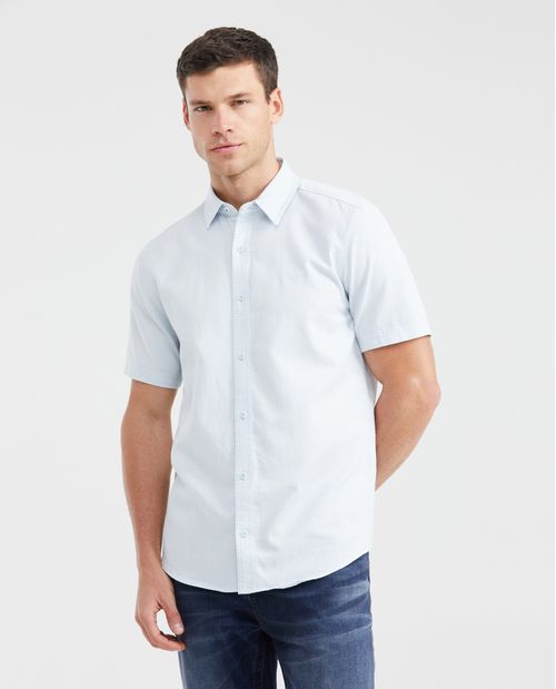 Camisa Slim Fit Manga Corta en Algodón para Hombre