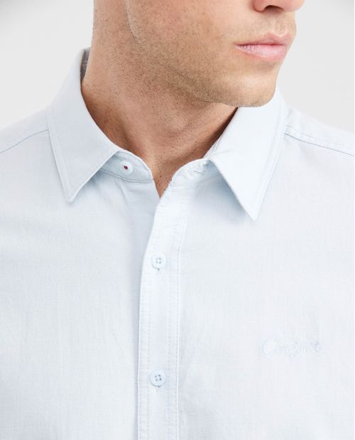 Camisa Slim Fit Manga Corta en Algodón para Hombre