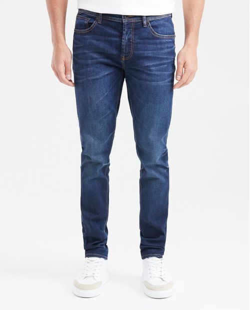 Jean Súper Slim Fit Tiro Bajo Bota Super Slim Azul Oscuro para Hombre