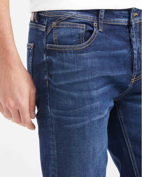 Jean Súper Slim Fit Tiro Bajo Bota Super Slim Azul Oscuro para Hombre