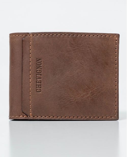 Billetera en Cuero Formato Horizontal Dos Alas con Portadocumentos No Extraíble para Hombre