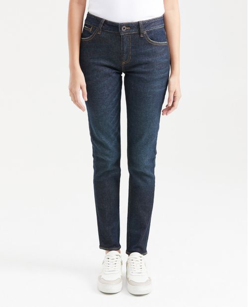 Jean Low Rise Bota Skinny Azul Ultra Oscuro para Mujer
