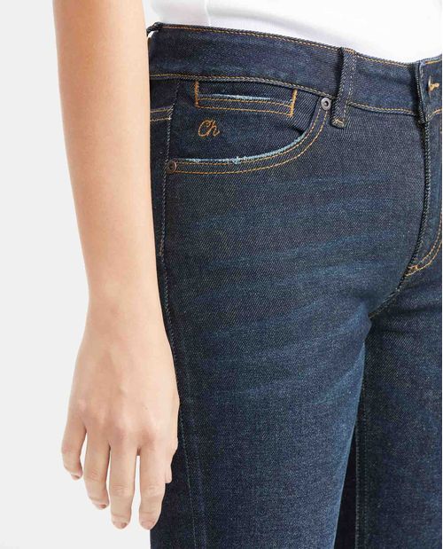 Jean Low Rise Bota Skinny Azul Ultra Oscuro para Mujer
